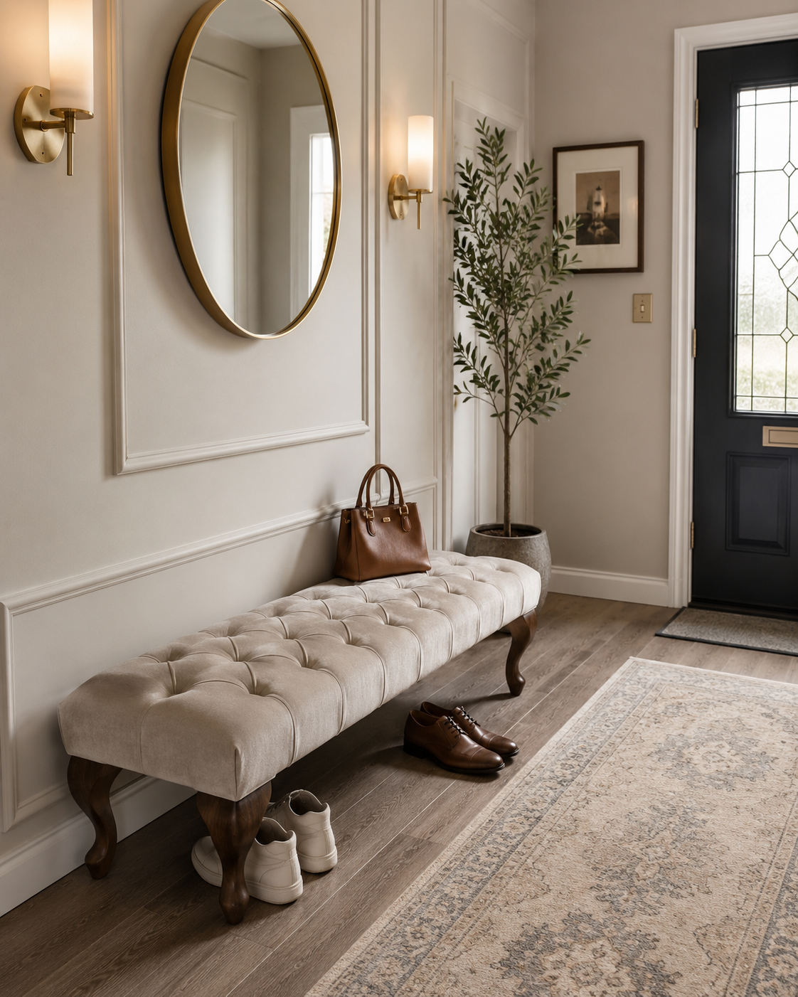 Camille Chesterfield Upholstered Bench / Footstool