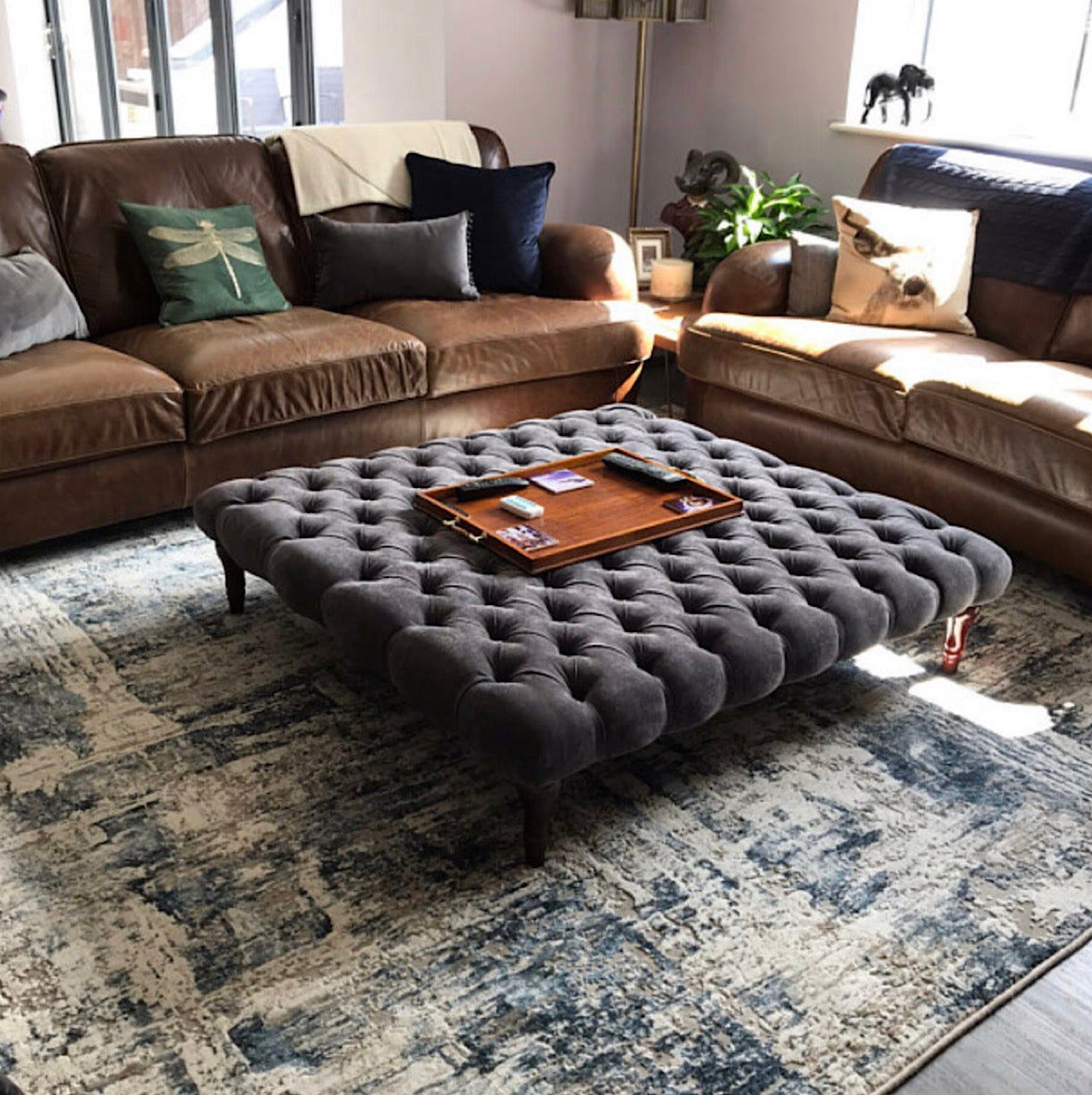 Chesterfield Upholstered Footstool / Coffee Table