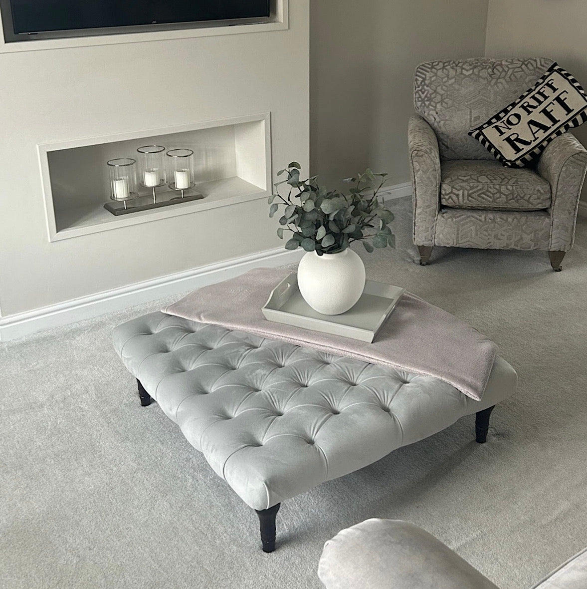 Chesterfield Upholstered Footstool / Coffee Table