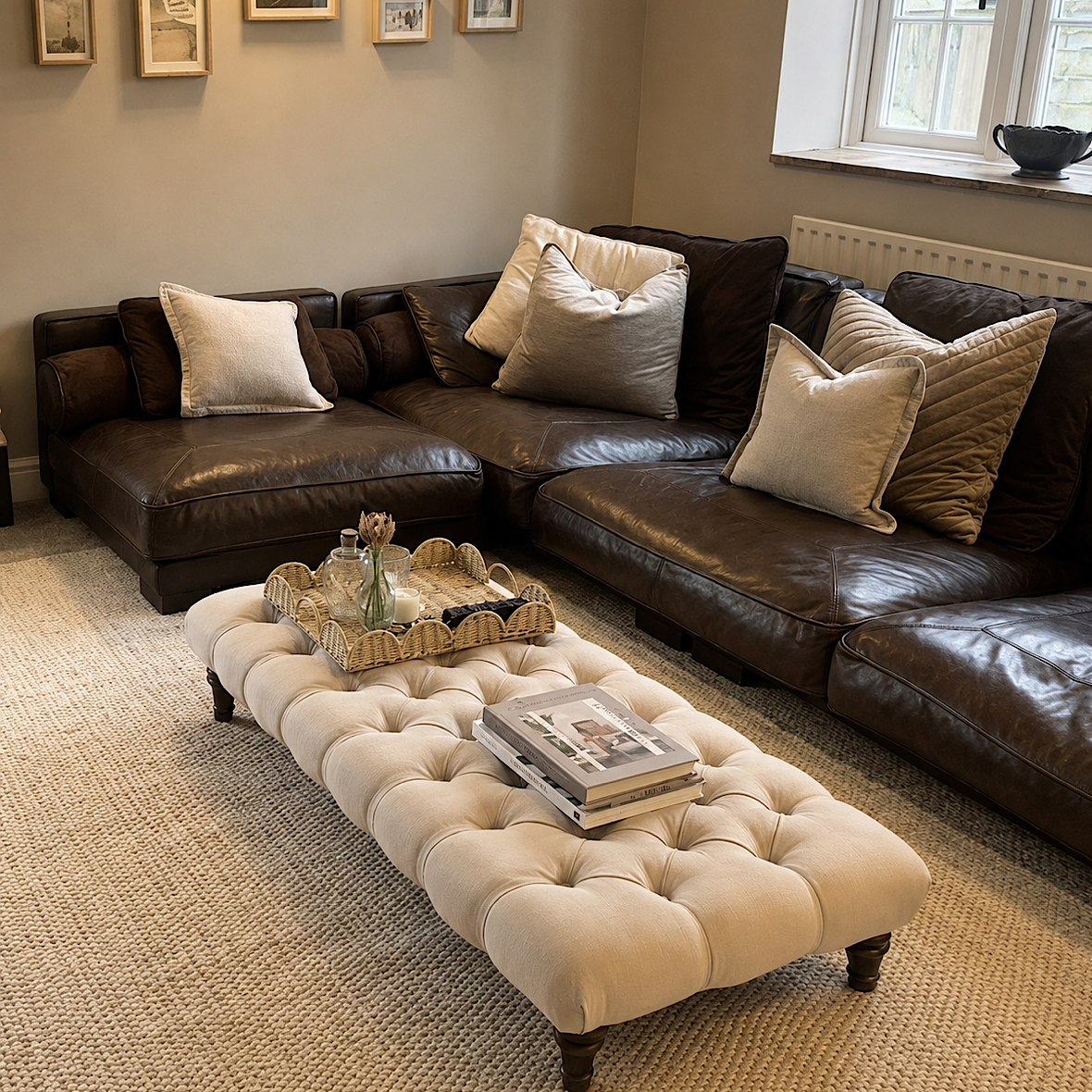Sienna Chesterfield Upholstered Footstool / Coffee Table