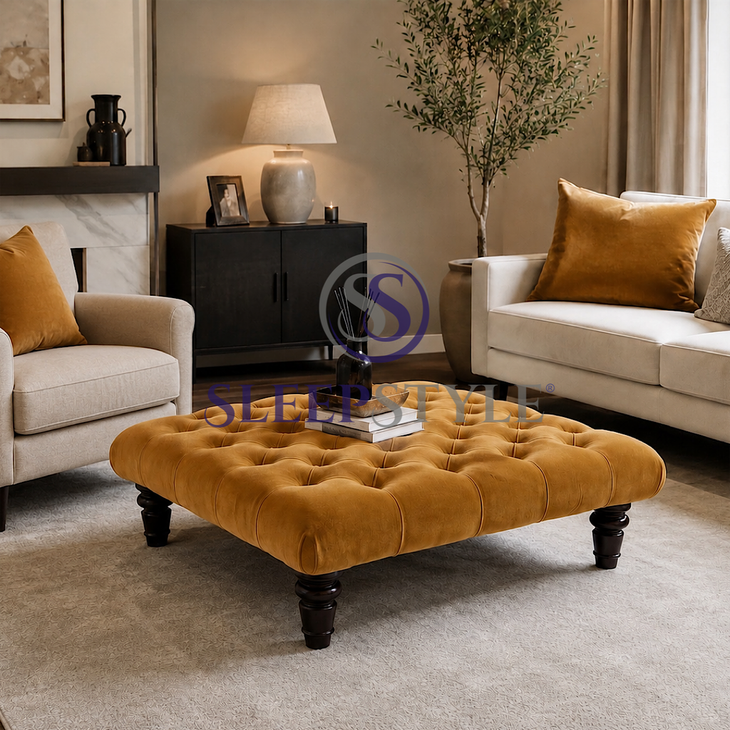 Chesterfield Upholstered Footstool / Coffee Table