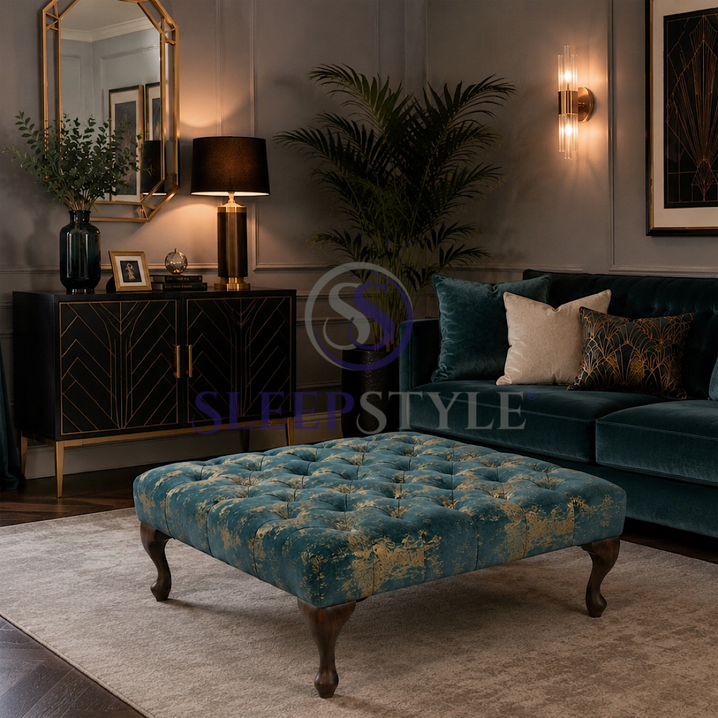 Avalon Chesterfield Upholstered Footstool / Coffee Table