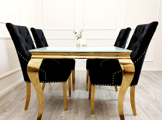 Bentley Gold Knocker Black Velvet Dining Chair