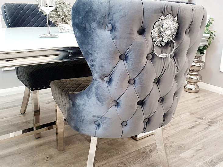 Grey knocker shop dining chairs