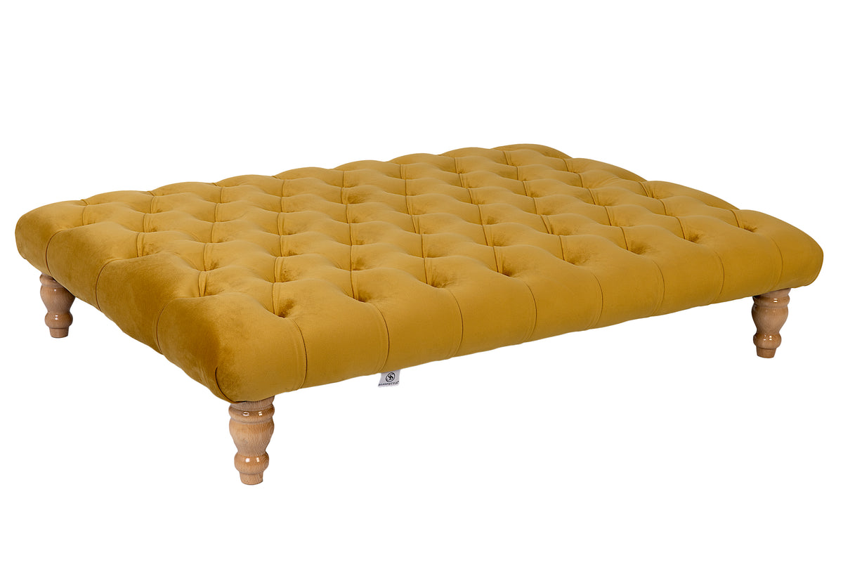 Large Chesterfield Upholstered Footstool / Coffee Table
