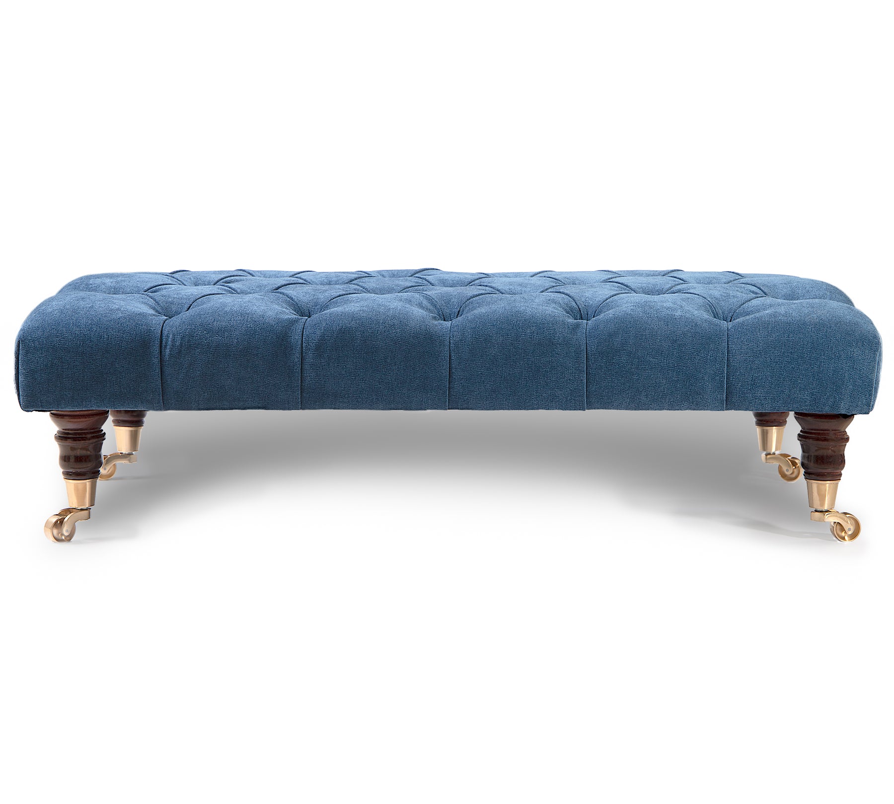 Bleu Chesterfield Upholstered Footstool / Coffee Table