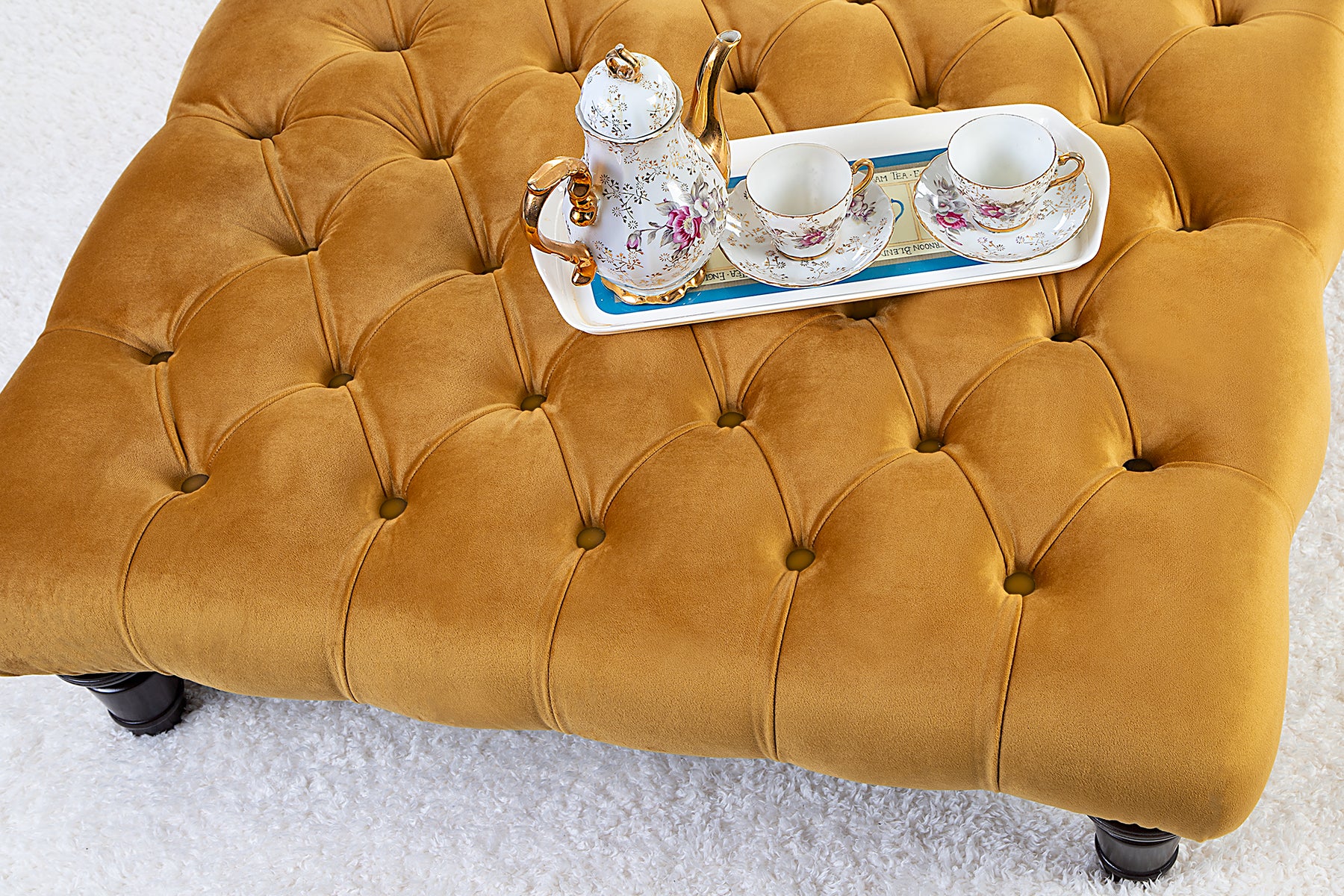 Chesterfield Upholstered Footstool / Coffee Table