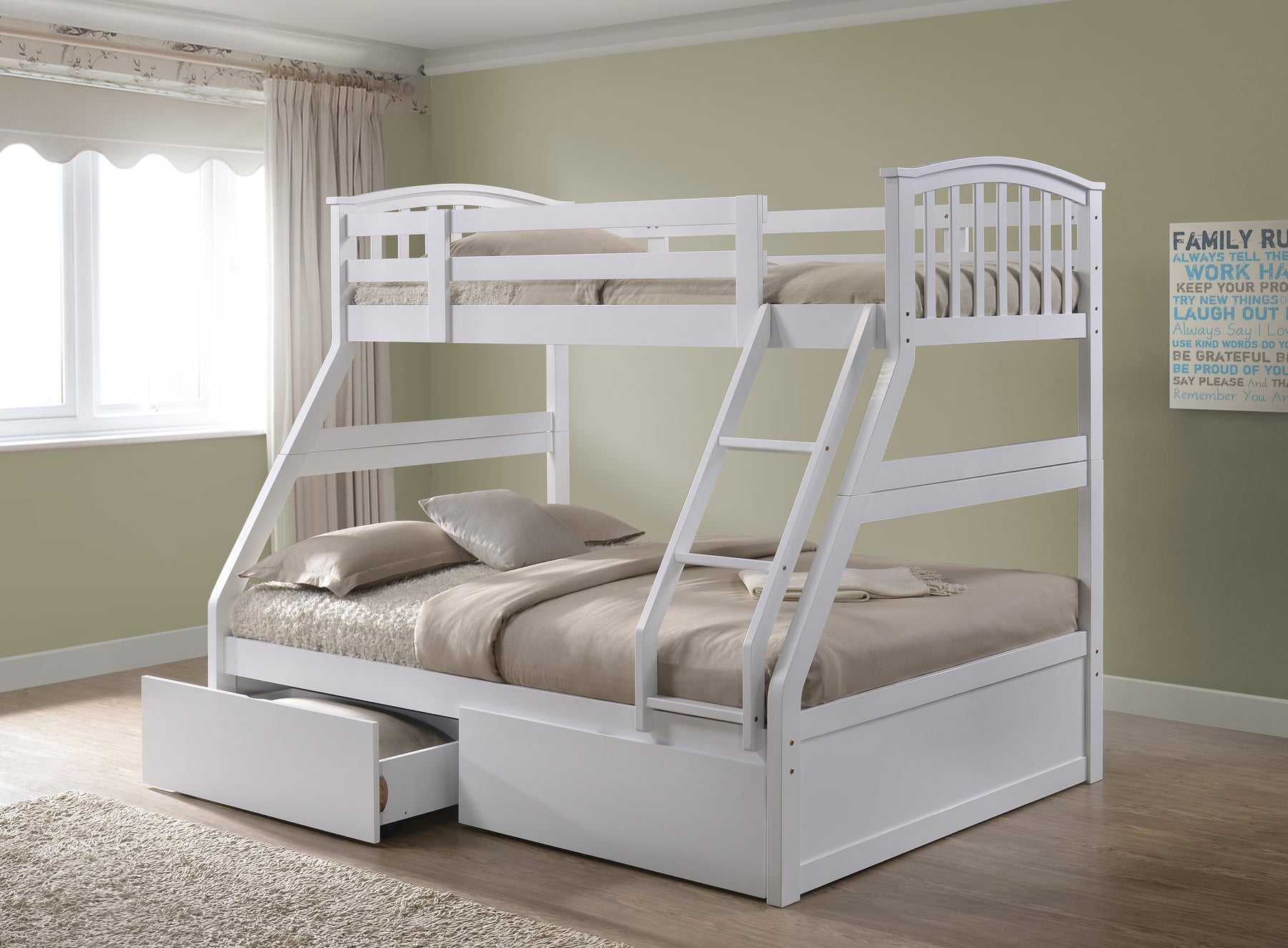 Verona White Three Sleeper Bunk Bed