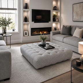 Milo Chesterfield Upholstered Pouffe / Coffee Table