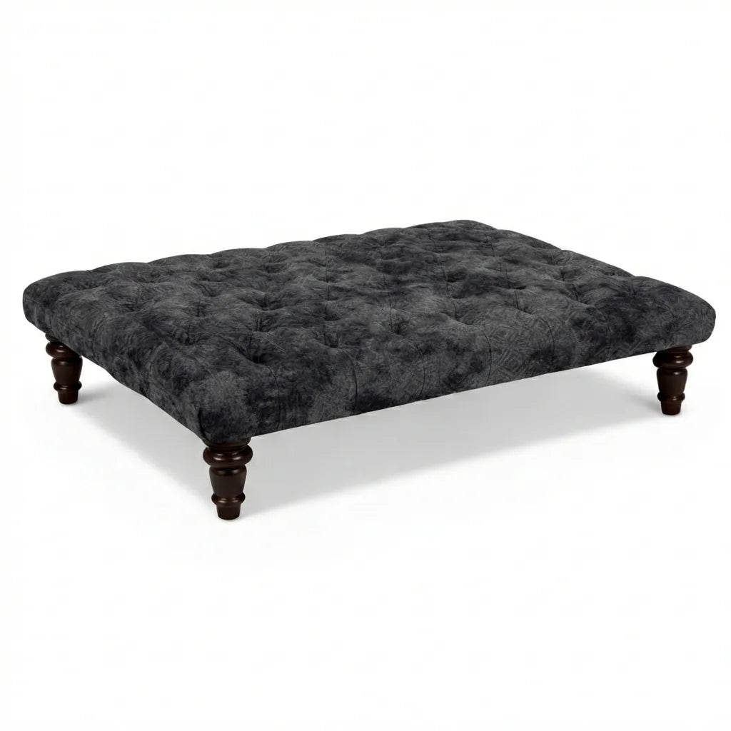 Large Chesterfield Upholstered Footstool / Coffee Table