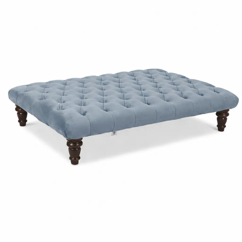 Large Chesterfield Upholstered Footstool / Coffee Table