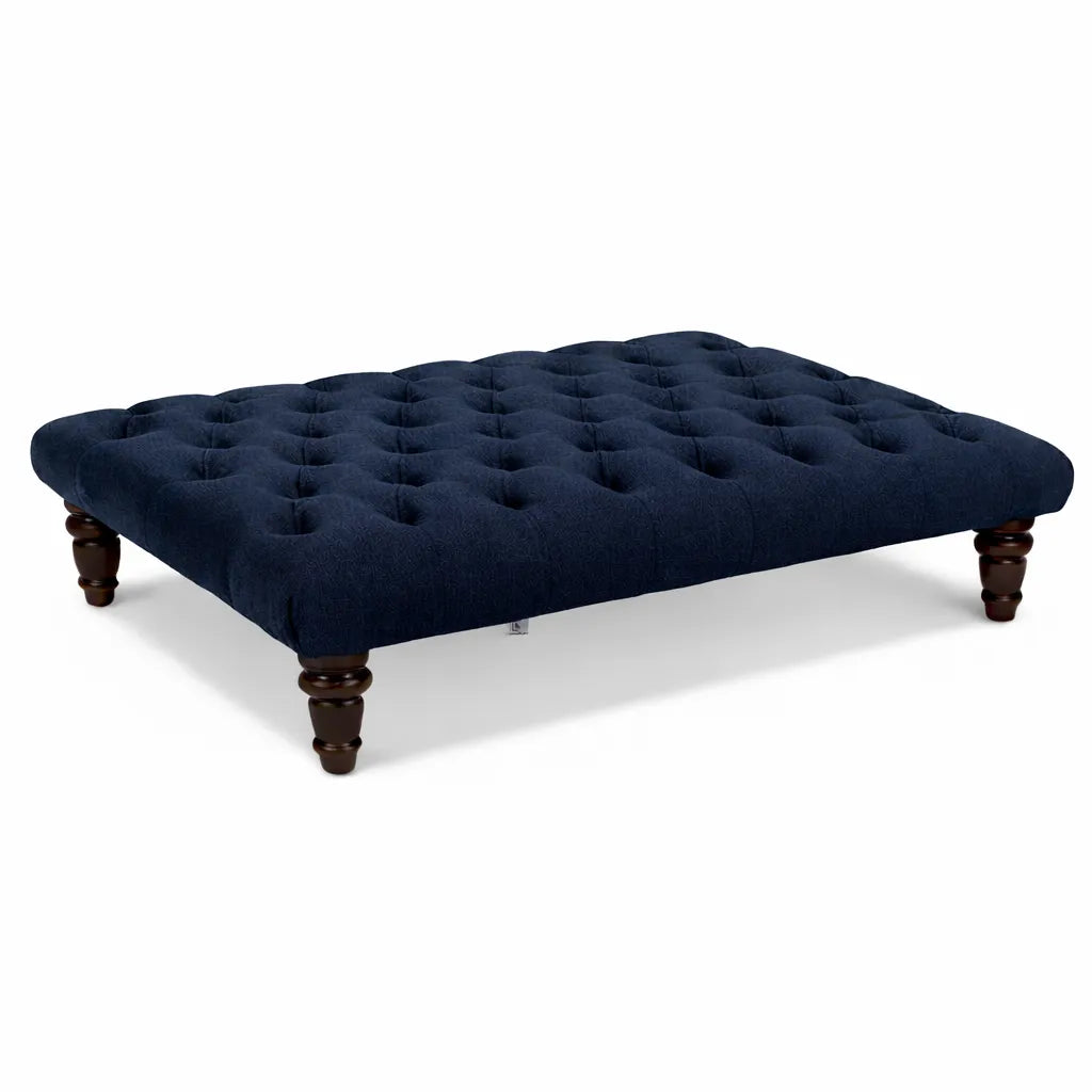 Large Chesterfield Upholstered Footstool / Coffee Table