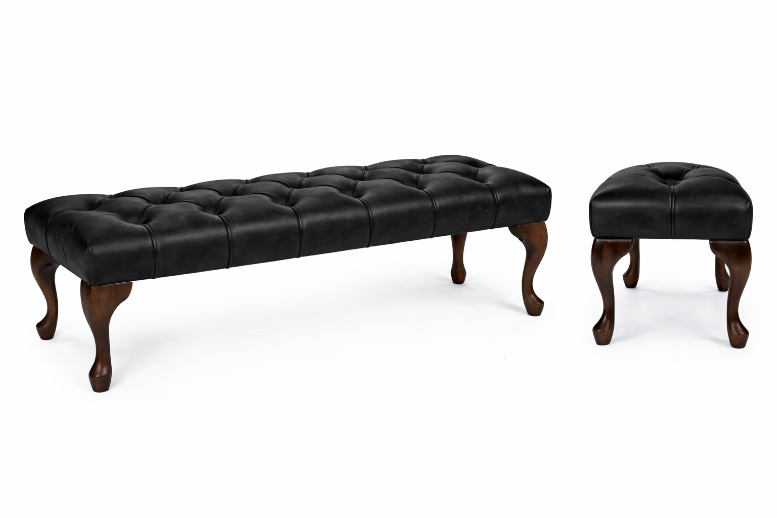 Camille Genuine Leather Chesterfield Upholstered Bench / Footstool