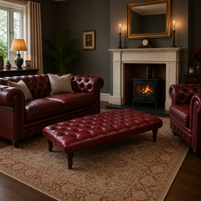 Sienna Genuine Leather Chesterfield Upholstered Footstool / Coffee Table
