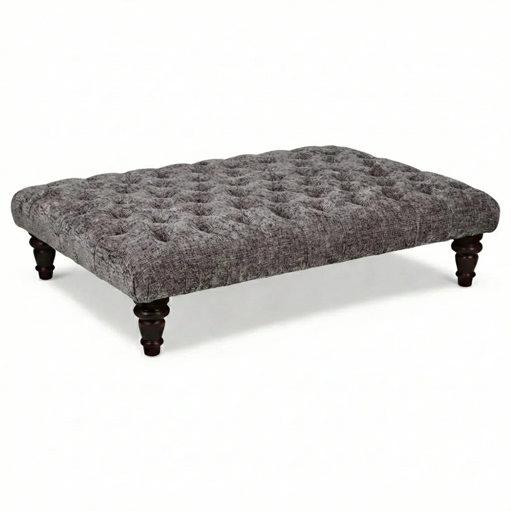 Large Chesterfield Upholstered Footstool / Coffee Table