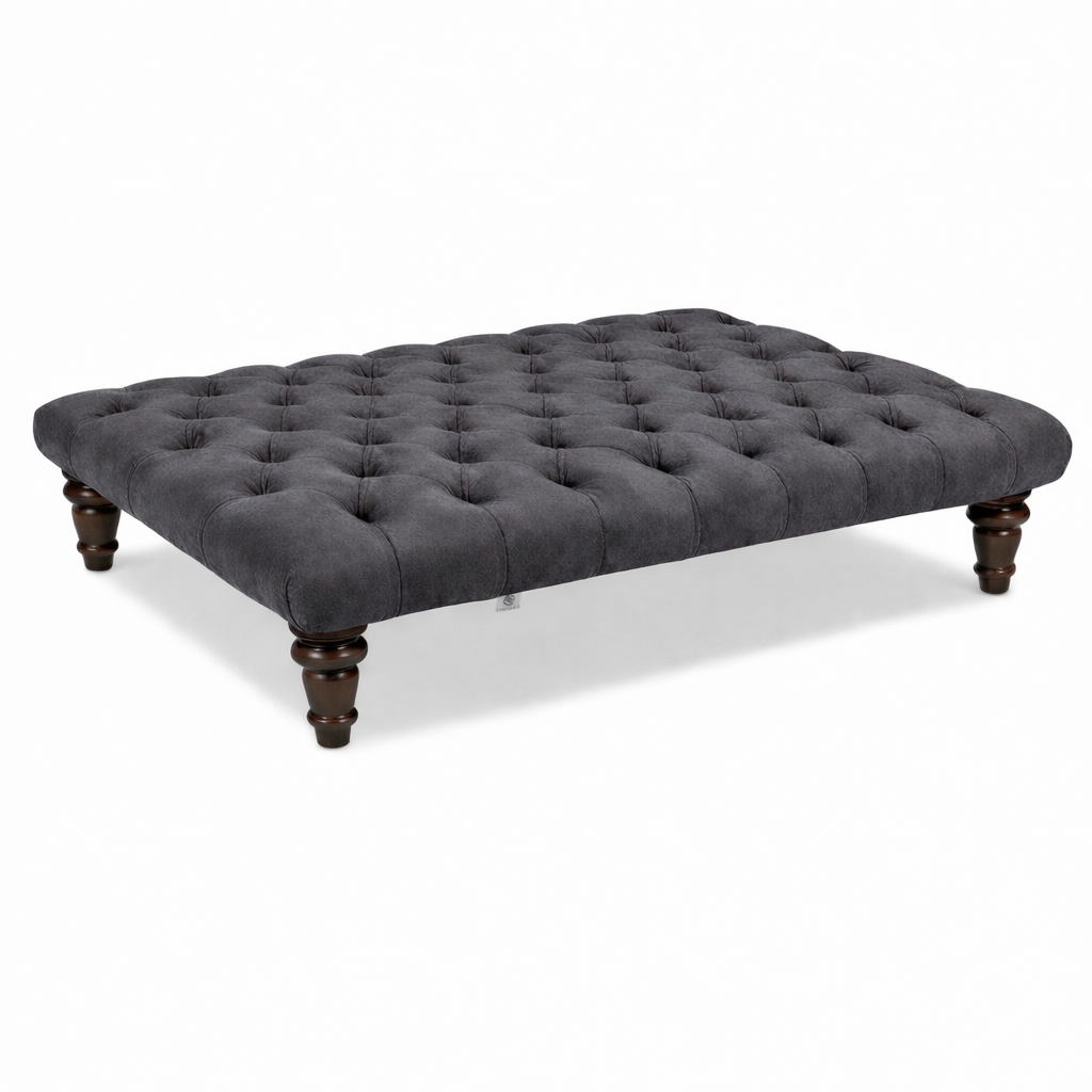 Large Chesterfield Upholstered Footstool / Coffee Table