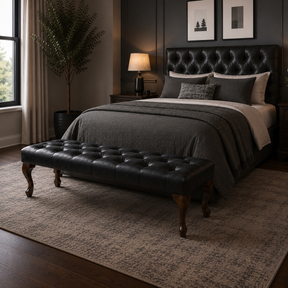 Camille Genuine Leather Chesterfield Upholstered Bench / Footstool