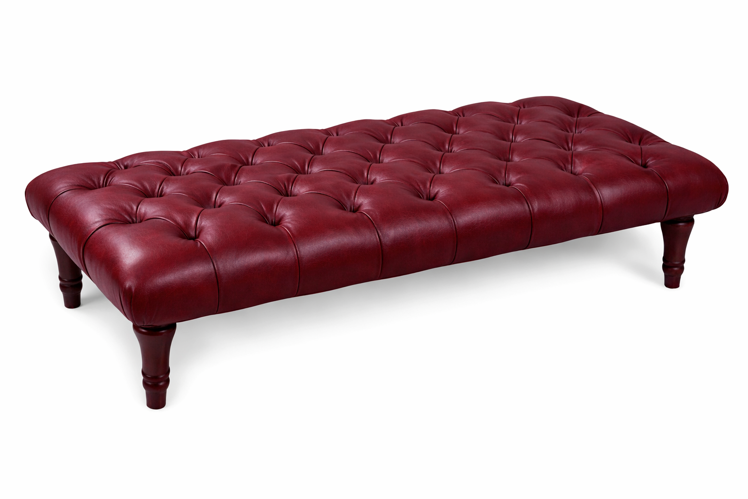 Sienna Genuine Leather Chesterfield Upholstered Footstool / Coffee Table