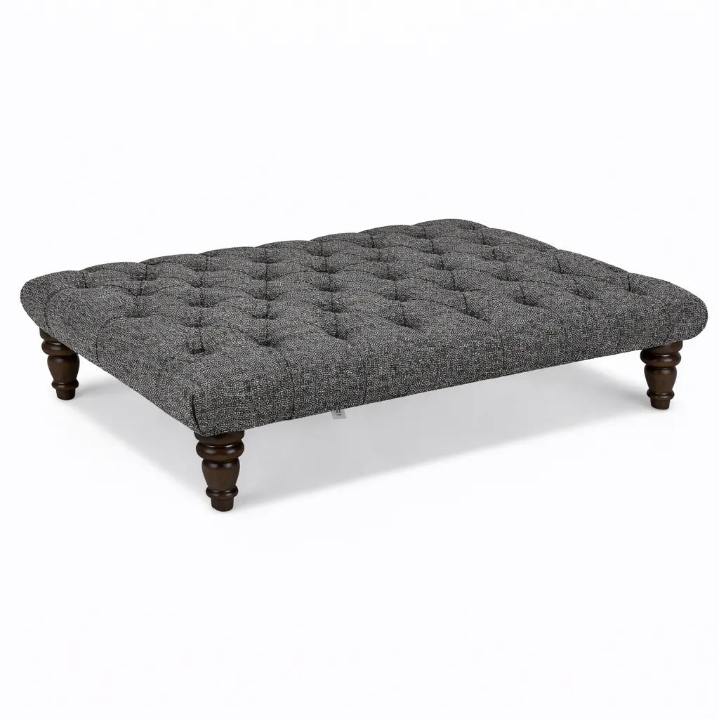 Large Chesterfield Upholstered Footstool / Coffee Table