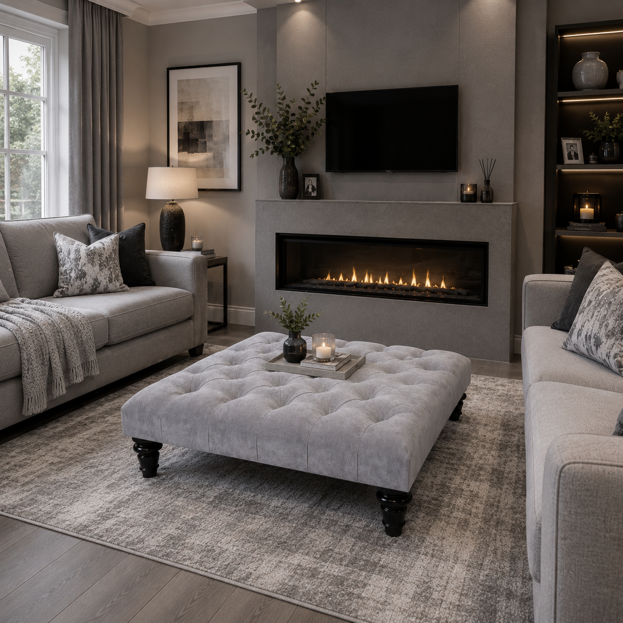 Hampton Chesterfield Upholstered Footstool / Coffee Table