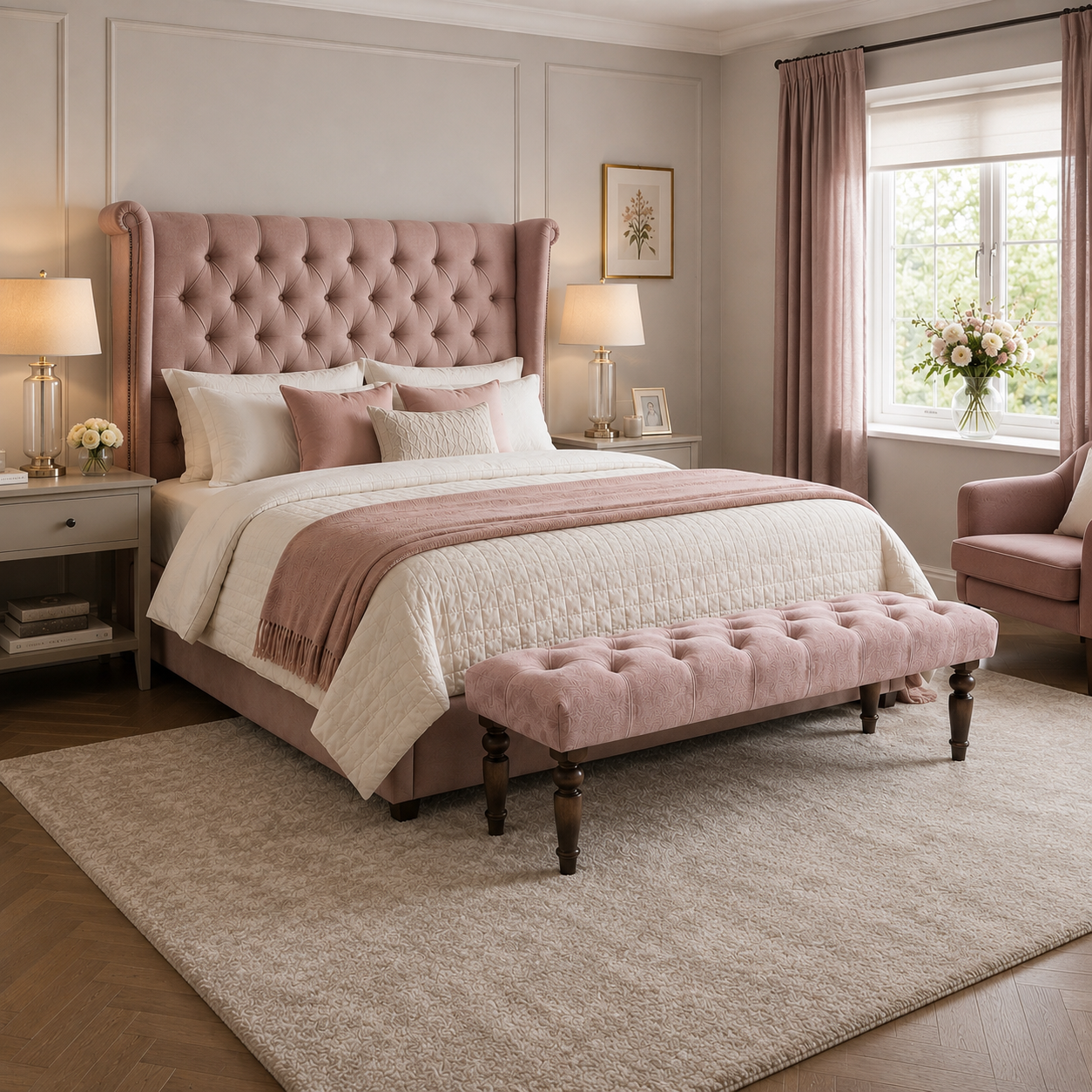 Chloe Chesterfield Upholstered Bench / Footstool