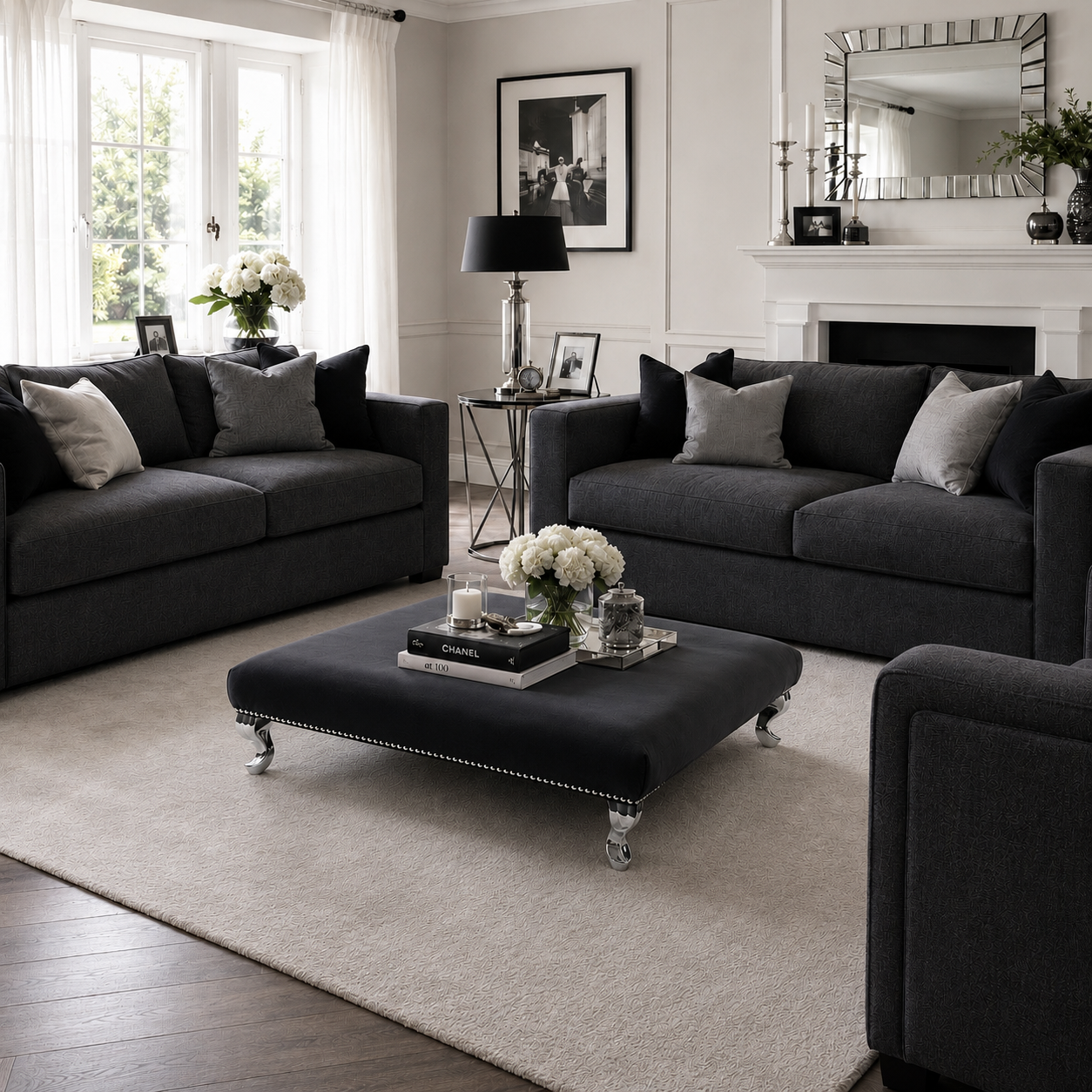 Glamour Upholstered Footstool / Coffee Table