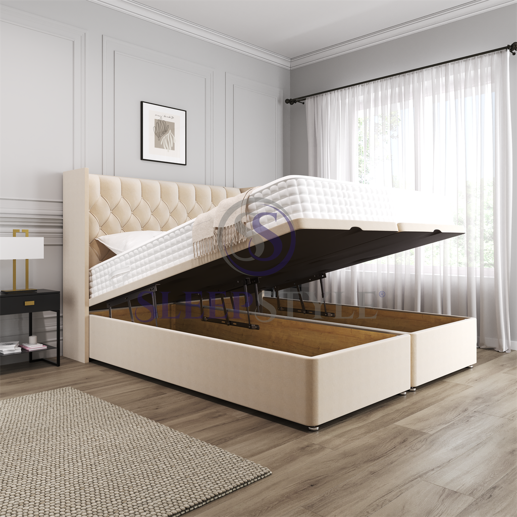 Winged Ottoman Storage Bed