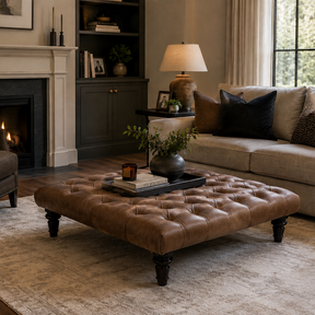 Chelsea Genuine Leather Chesterfield Footstool / Coffee Table