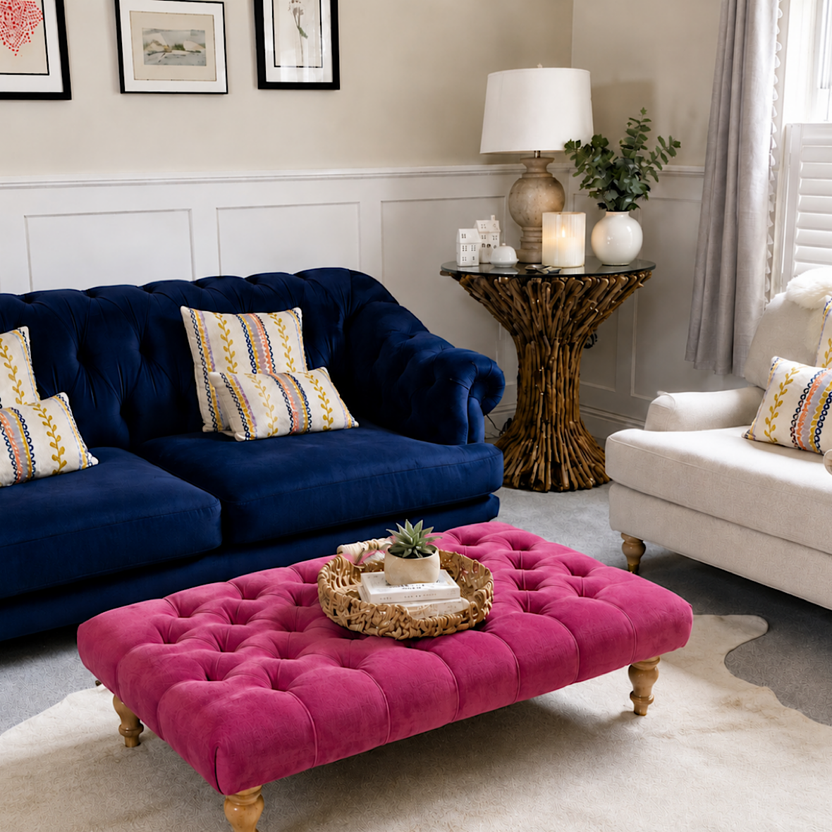 Sienna Chesterfield Upholstered Footstool / Coffee Table