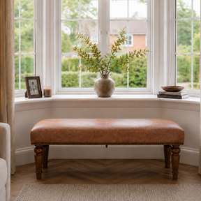 Cassie Genuine leather Upholstered Bench / Footstool