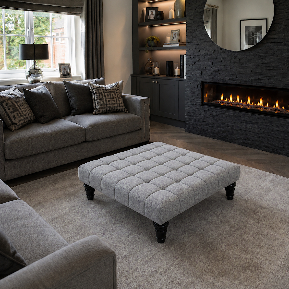 Cube Upholstered Footstool / Coffee Table