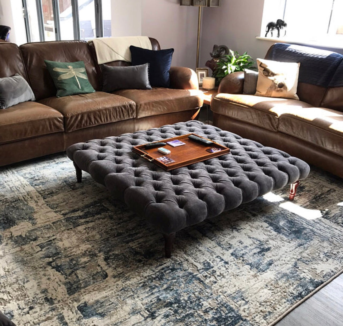 Table Over Footstool Chesterfield Upholstered Footstool / Coffee Table