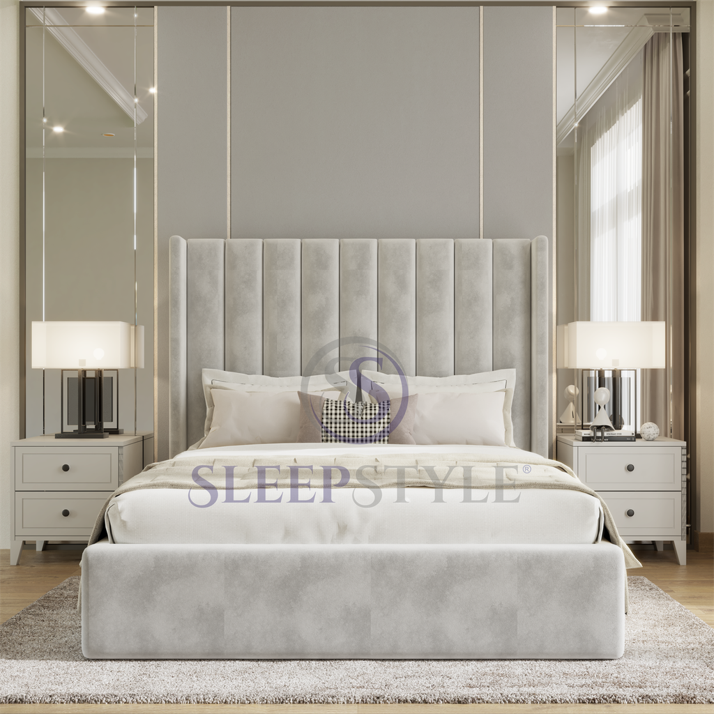 Shelton Winged Upholstered Bed Frame