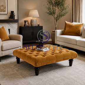 Chesterfield Upholstered Footstool / Coffee Table