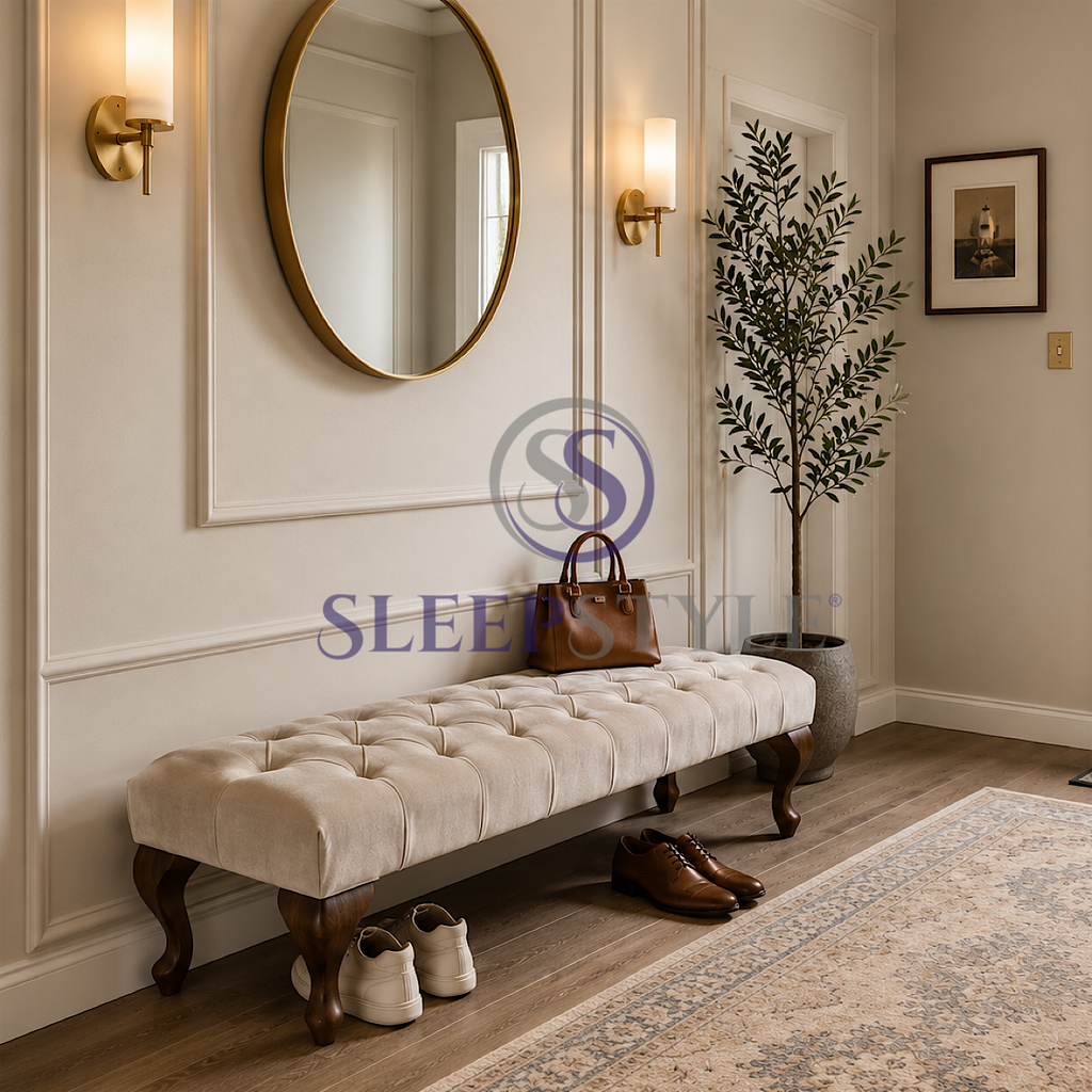Camille Chesterfield Upholstered Bench / Footstool