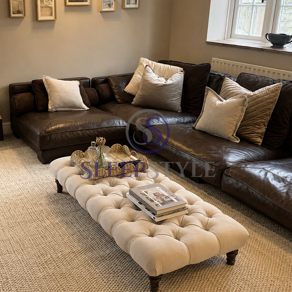 Sienna Chesterfield Upholstered Footstool / Coffee Table