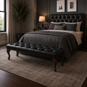 Camille Genuine Leather Chesterfield Upholstered Bench / Footstool