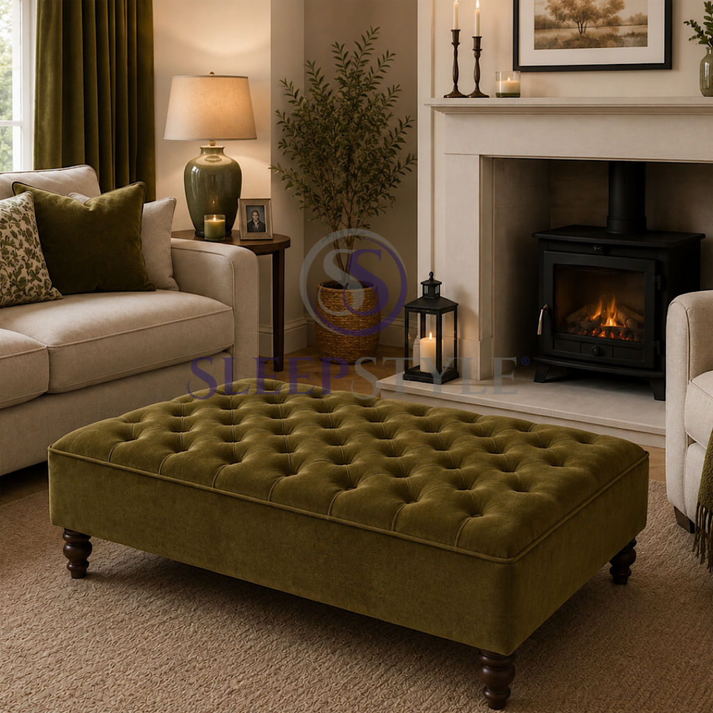 Belmont Chesterfield Upholstered Footstool / Coffee Table