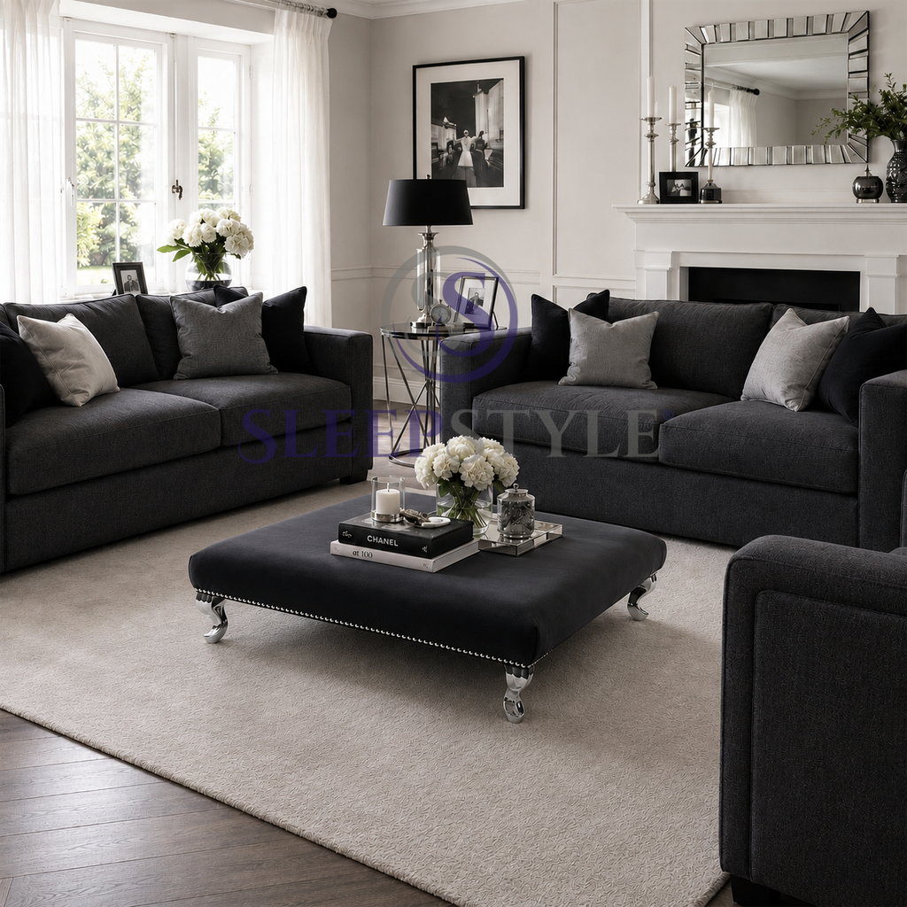 Glamour Upholstered Footstool / Coffee Table