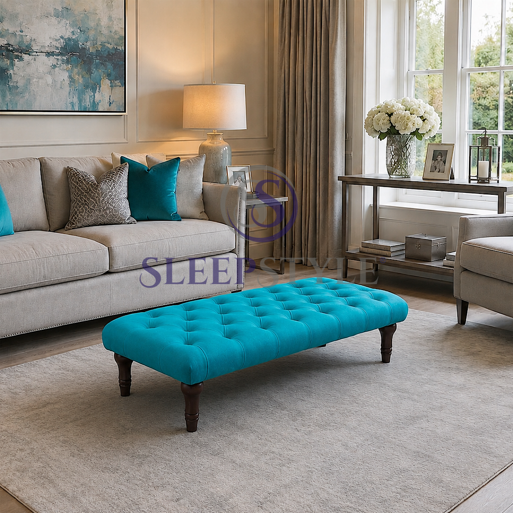 Sienna Chesterfield Upholstered Footstool / Coffee Table