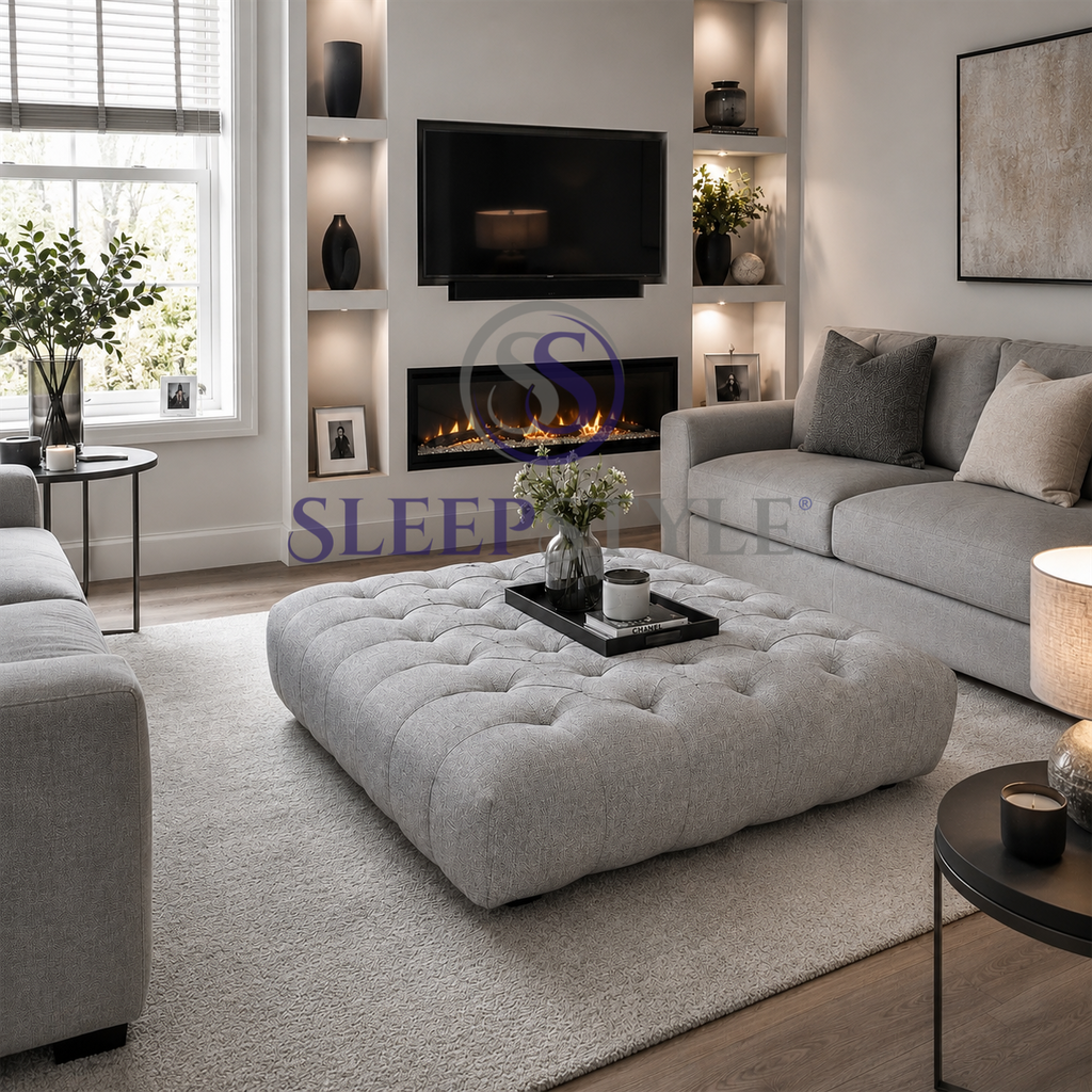 Milo Chesterfield Upholstered Pouffe / Coffee Table