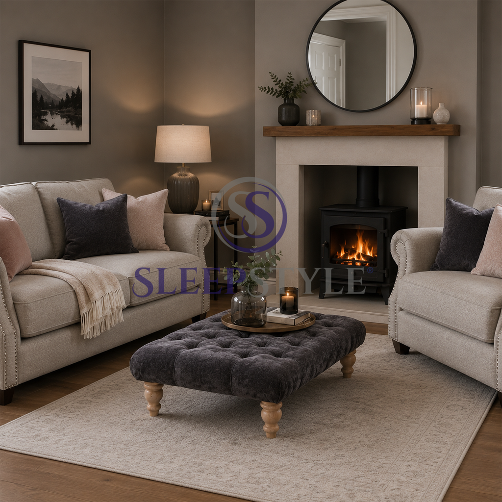 Ashford Chesterfield Upholstered Footstool / Coffee Table