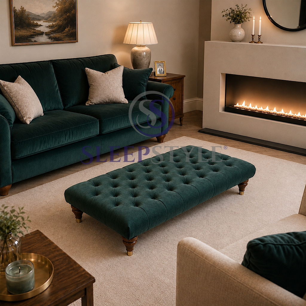 Pembroke Chesterfield Upholstered Footstool / Coffee Table