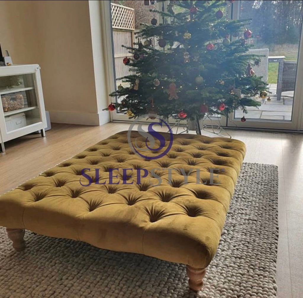 Large Chesterfield Upholstered Footstool / Coffee Table (Copy)