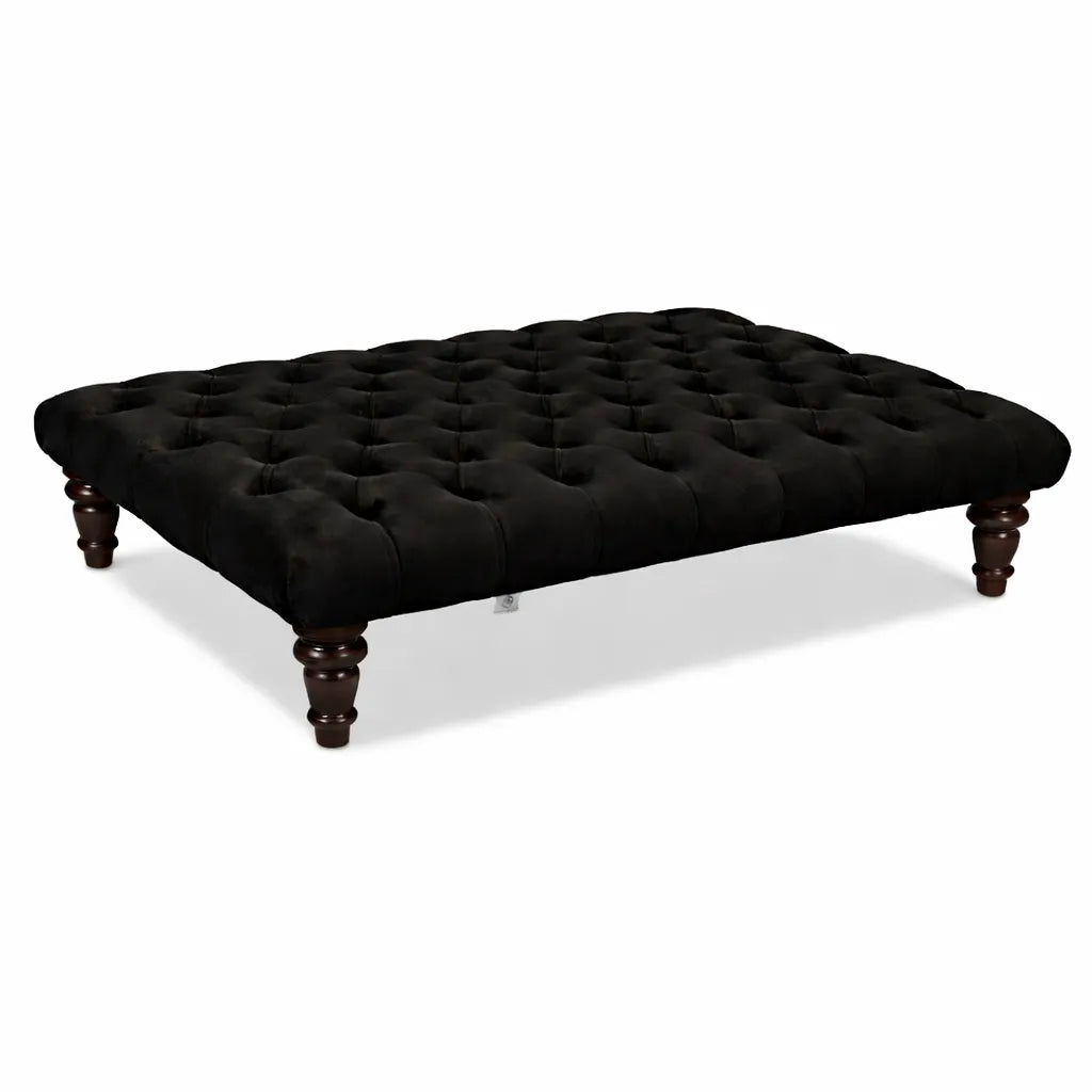 Large Chesterfield Upholstered Footstool / Coffee Table