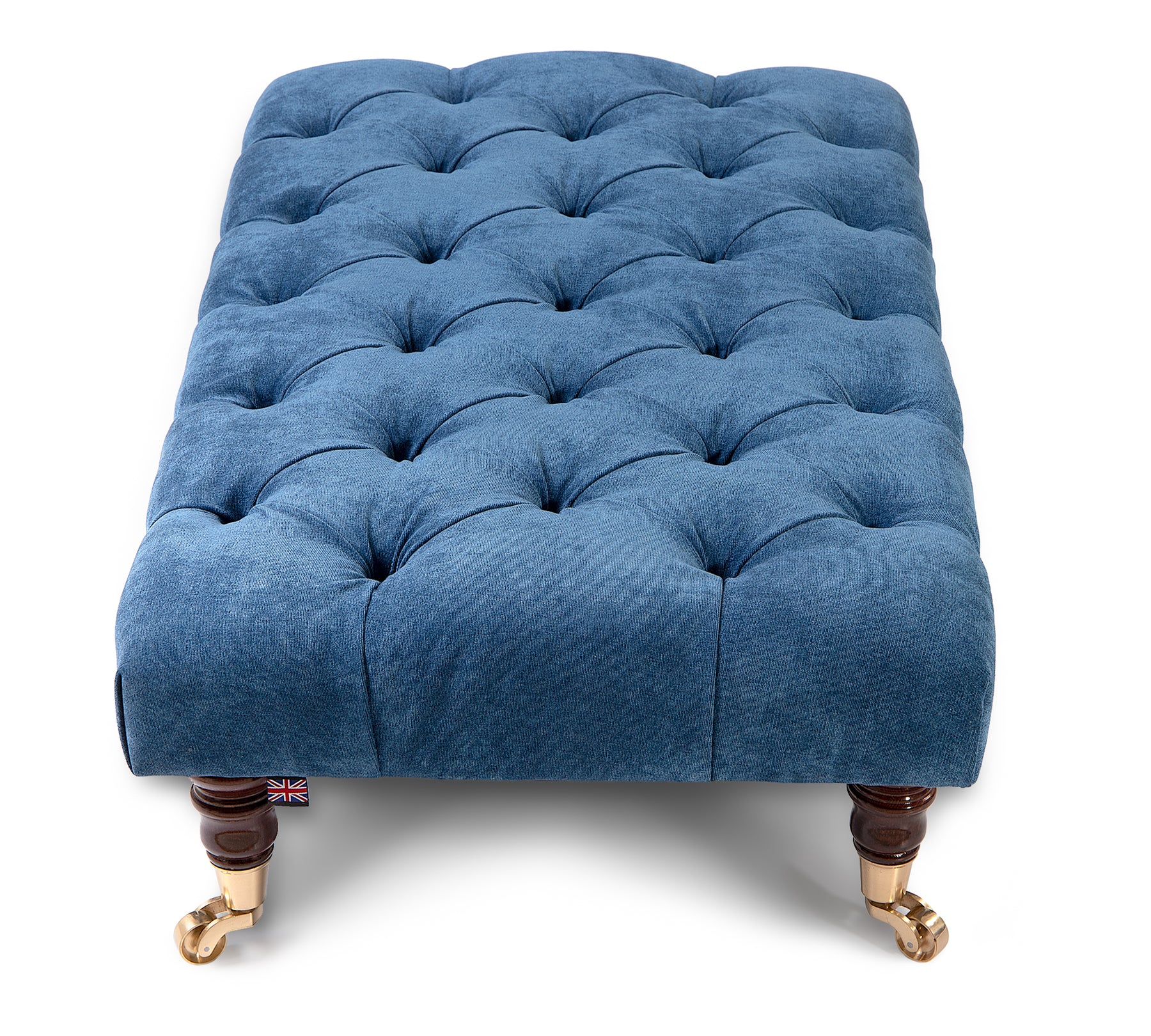 Bleu Chesterfield Upholstered Footstool / Coffee Table