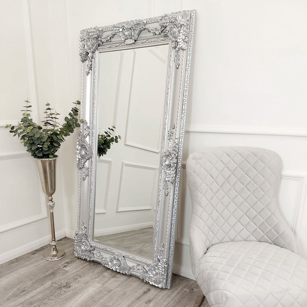 Ornate Silver Leaner Mirror