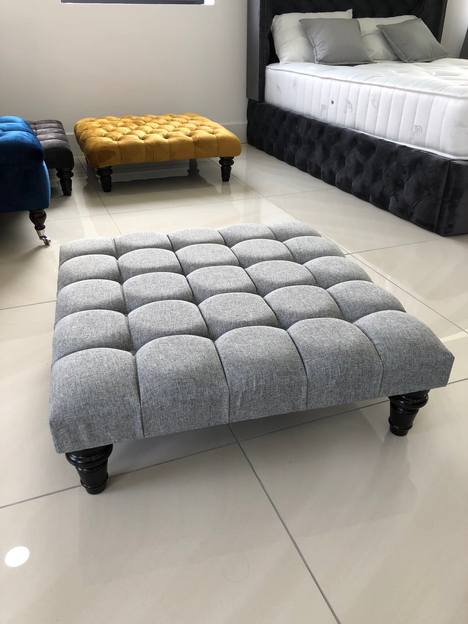 Large velvet ottoman coffee table deals