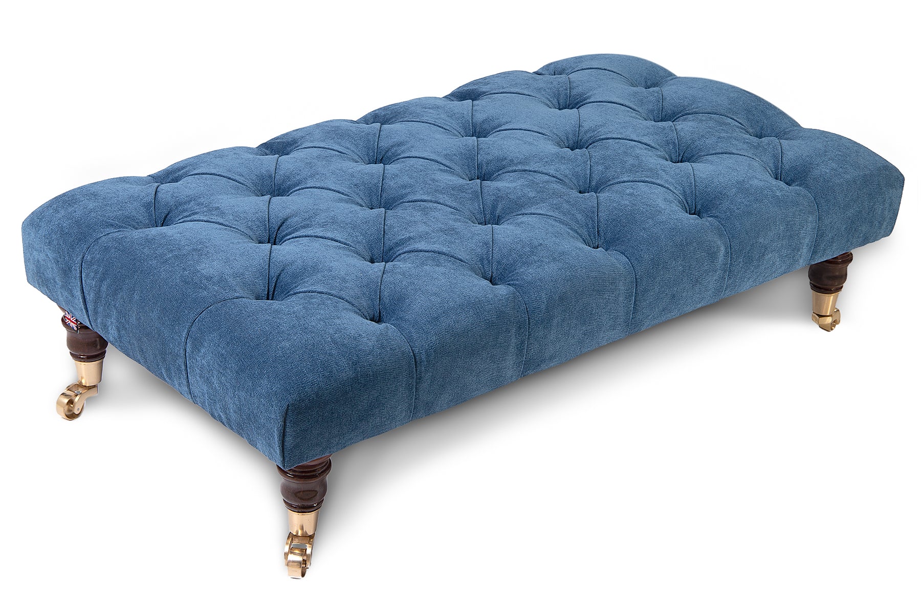 Bleu Chesterfield Upholstered Footstool / Coffee Table